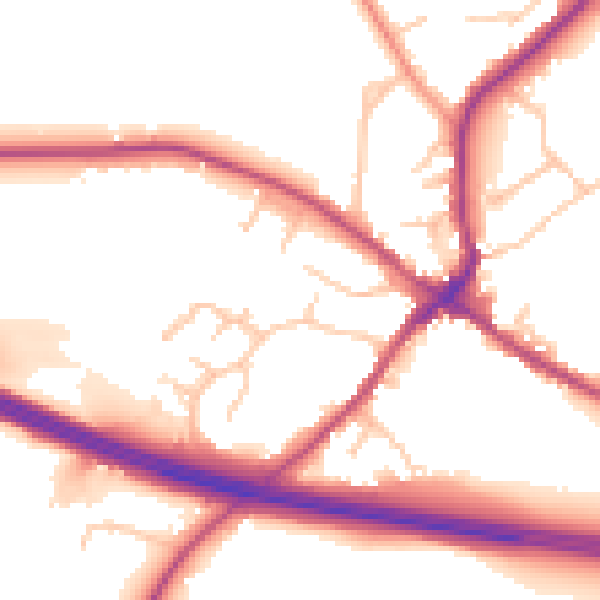 Daytime road noise heatmap for CV22 6ND