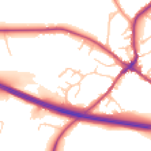 Daytime road noise heatmap for CV22 6NE