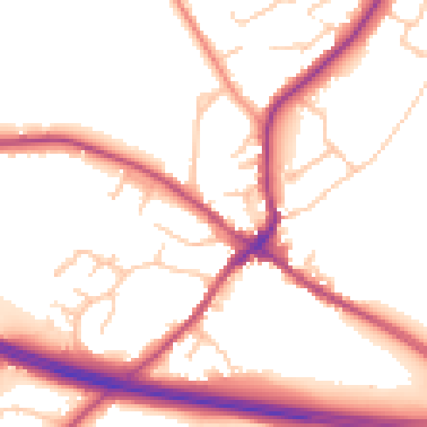 Daytime road noise heatmap for CV22 6NH