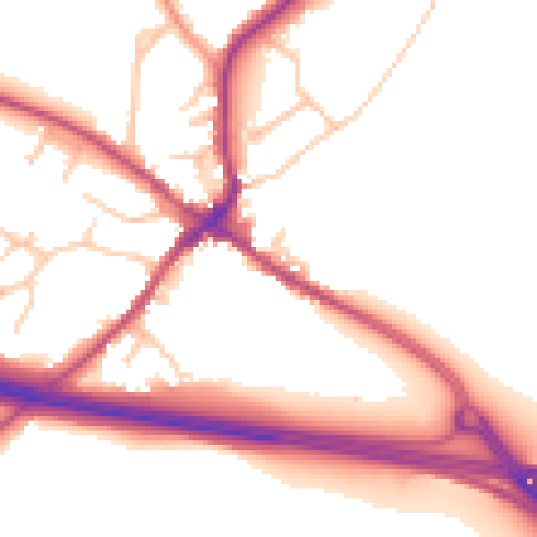 Daytime road noise heatmap for CV22 6NS