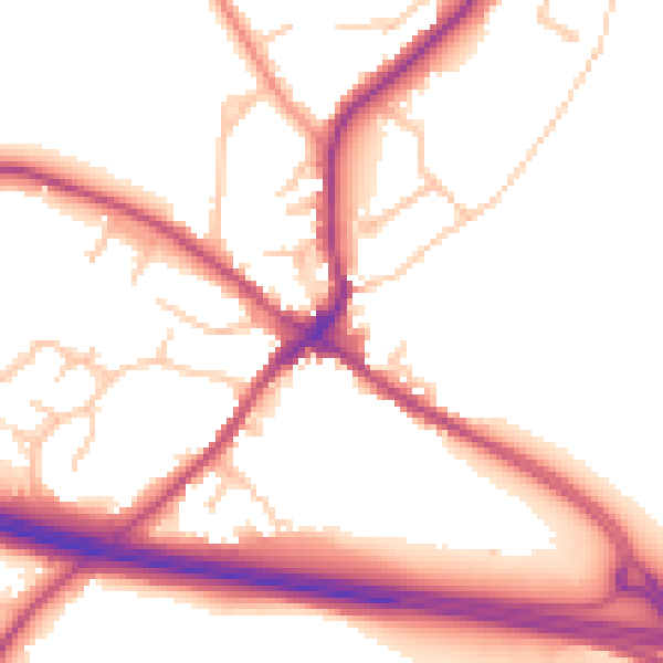 Daytime road noise heatmap for CV22 6NU