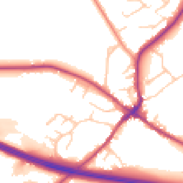 Daytime road noise heatmap for CV22 6NY