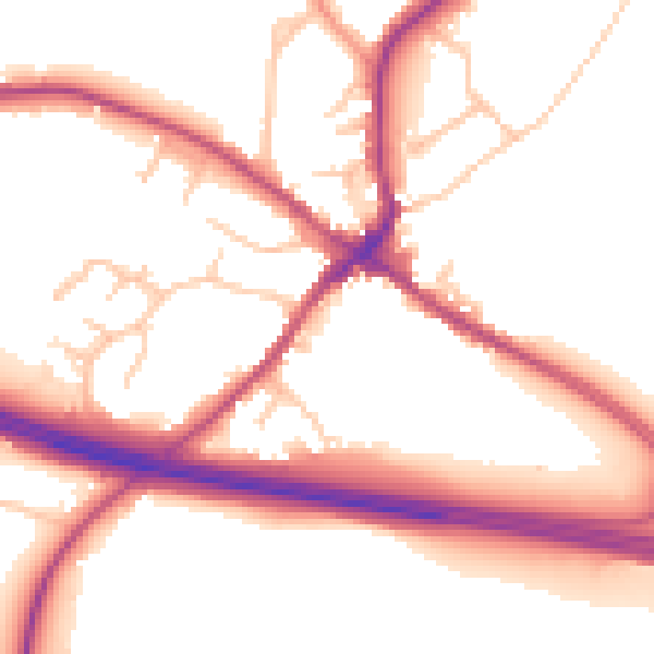 Daytime road noise heatmap for CV22 6PD