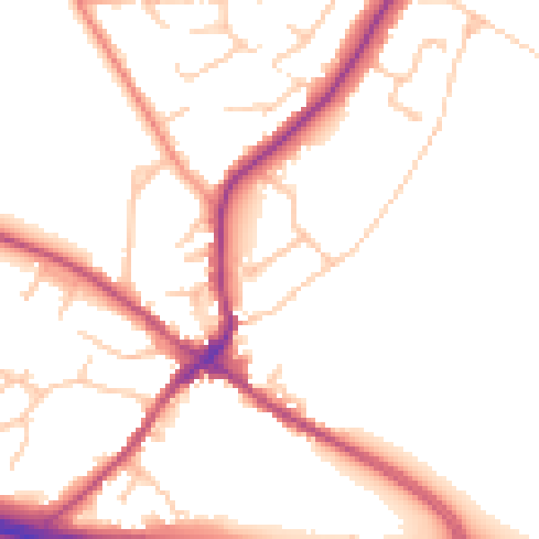 Daytime road noise heatmap for CV22 6PJ