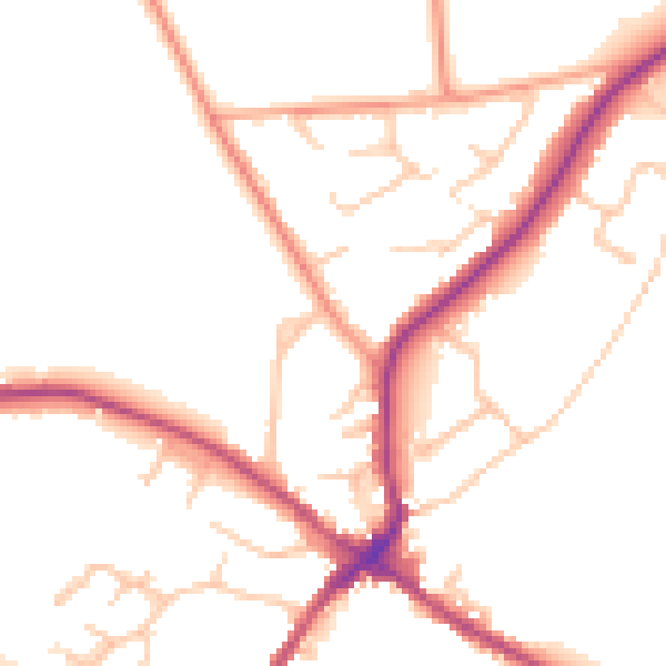 Daytime road noise heatmap for CV22 6QF