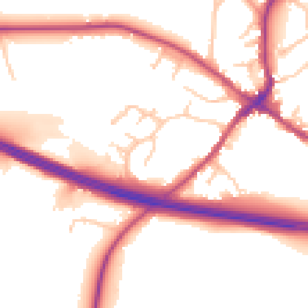 Daytime road noise heatmap for CV22 6QL