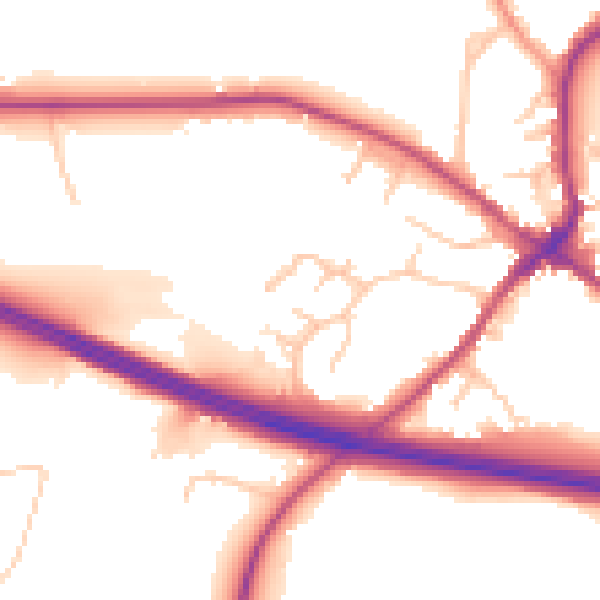 Daytime road noise heatmap for CV22 6QQ