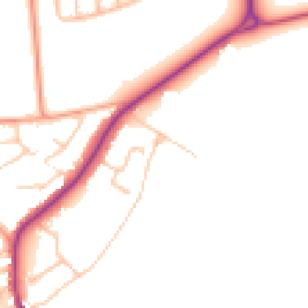 Daytime road noise heatmap for CV22 6QS