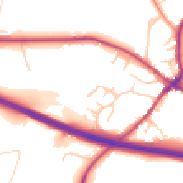 Daytime road noise heatmap for CV22 6RR