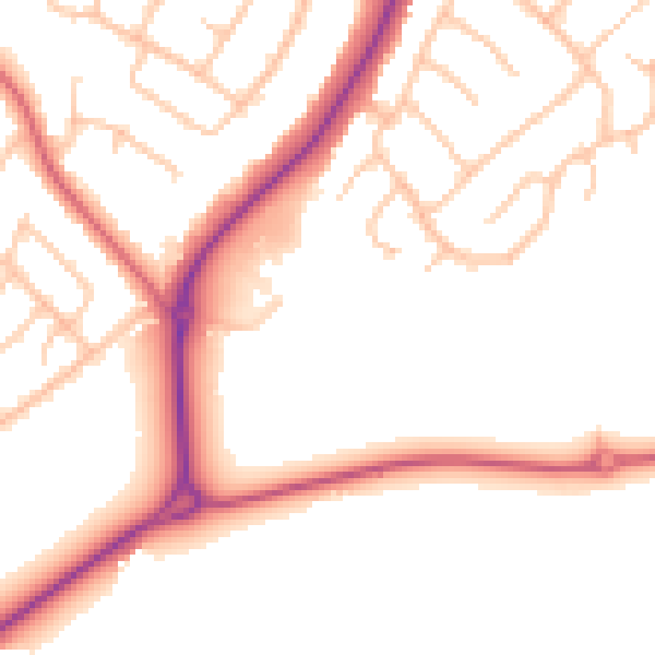 Daytime road noise heatmap for CV22 6RU