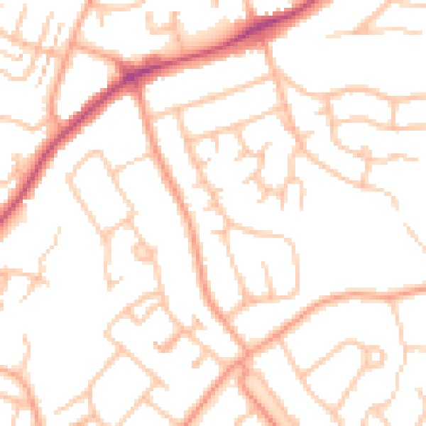 Daytime road noise heatmap for CV22 6TW