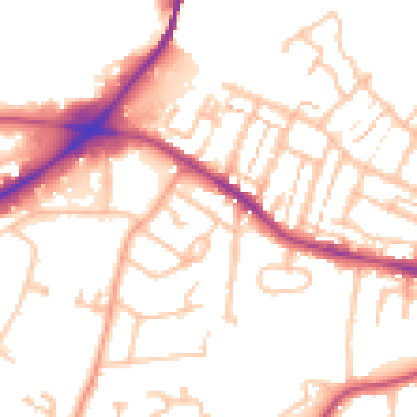 Daytime road noise heatmap for CV22 7BJ
