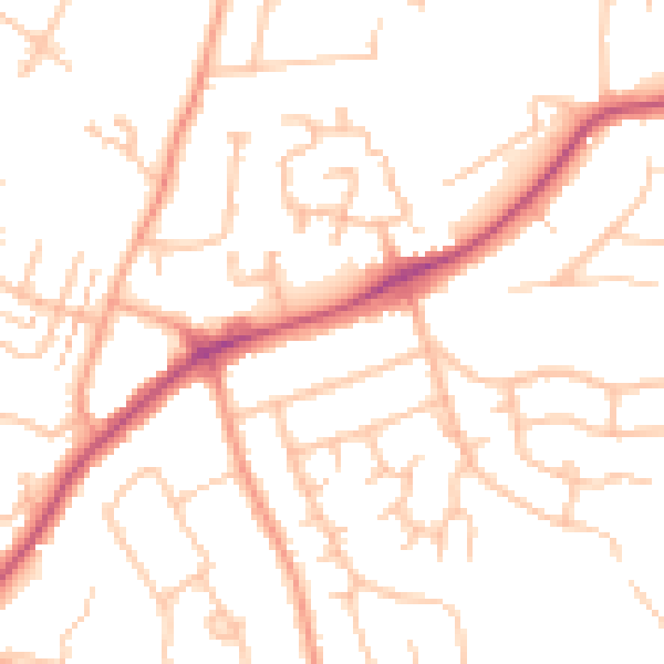 Daytime road noise heatmap for CV22 7DS