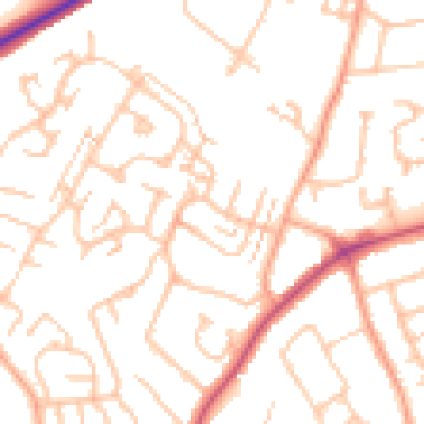 Daytime road noise heatmap for CV22 7ES