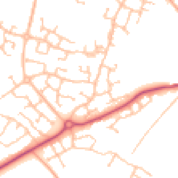 Daytime road noise heatmap for CV22 7FQ