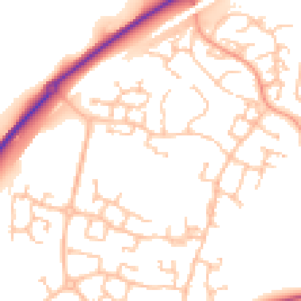 Daytime road noise heatmap for CV22 7GB