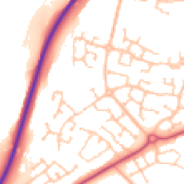 Daytime road noise heatmap for CV22 7GL