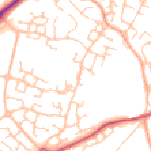 Daytime road noise heatmap for CV22 7GQ