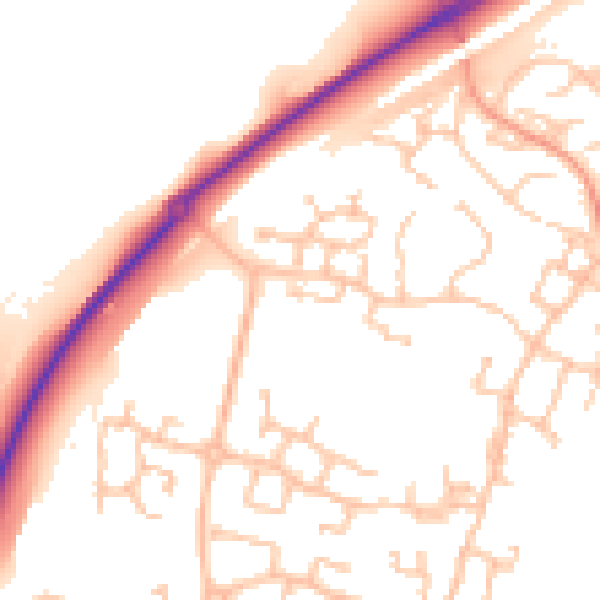 Daytime road noise heatmap for CV22 7GZ