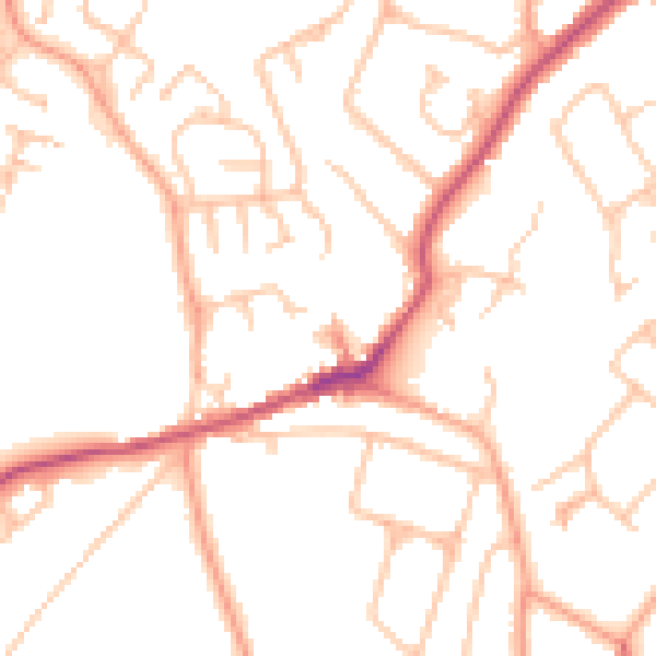 Daytime road noise heatmap for CV22 7HF