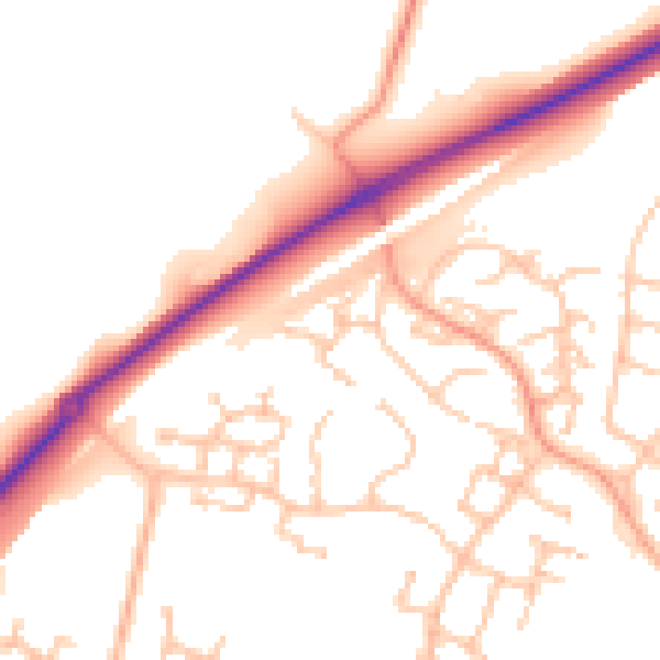 Daytime road noise heatmap for CV22 7JJ