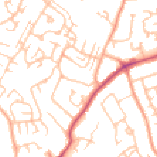 Daytime road noise heatmap for CV22 7LN