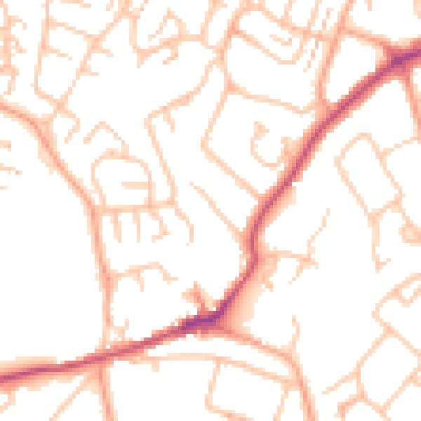 Daytime road noise heatmap for CV22 7LT