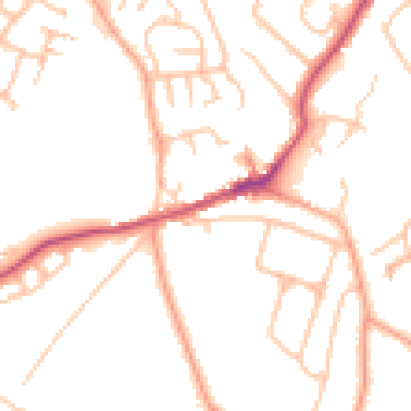 Daytime road noise heatmap for CV22 7NQ