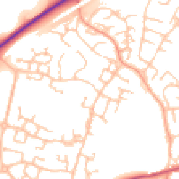 Daytime road noise heatmap for CV22 7PN