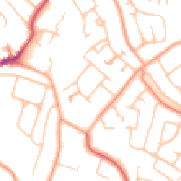 Daytime road noise heatmap for CV22 7PT