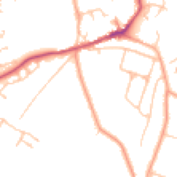 Daytime road noise heatmap for CV22 7QU