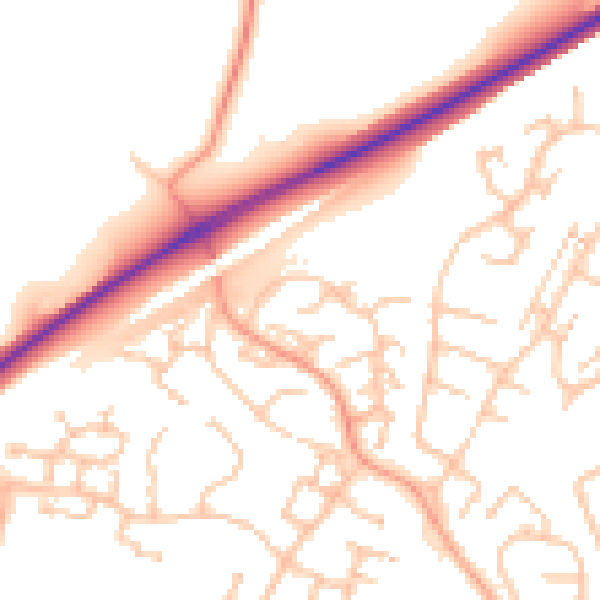 Daytime road noise heatmap for CV22 7TQ
