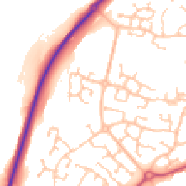 Daytime road noise heatmap for CV22 7TU