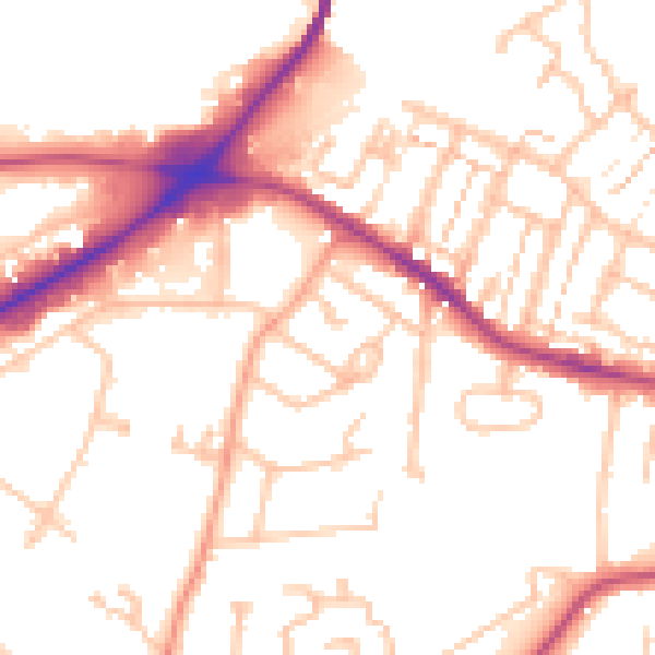 Daytime road noise heatmap for CV22 7TX