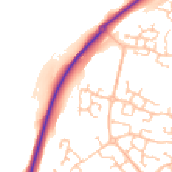 Daytime road noise heatmap for CV22 7TY