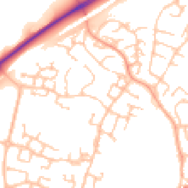 Daytime road noise heatmap for CV22 7UF