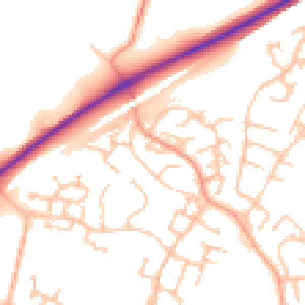 Daytime road noise heatmap for CV22 7UG