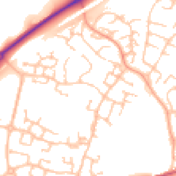 Daytime road noise heatmap for CV22 7UL