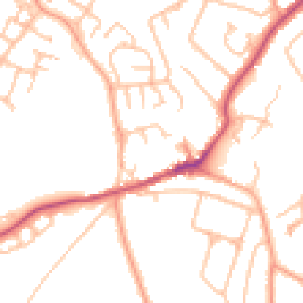 Daytime road noise heatmap for CV22 7UR