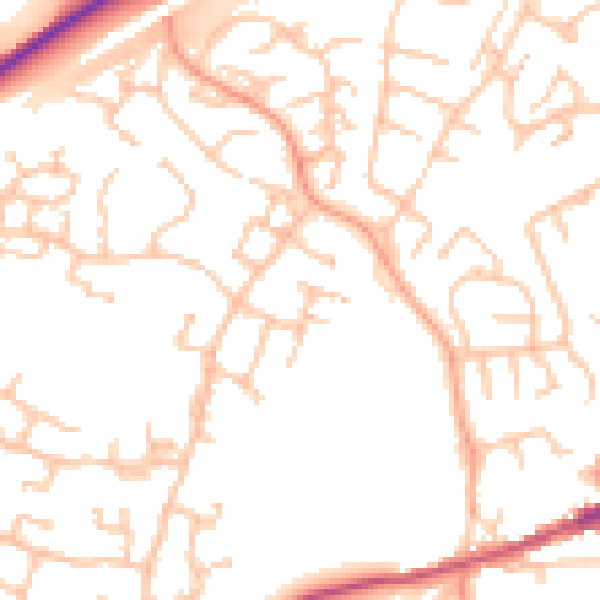 Daytime road noise heatmap for CV22 7XN
