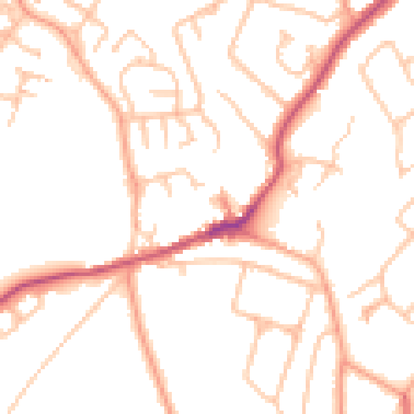 Daytime road noise heatmap for CV22 7XQ