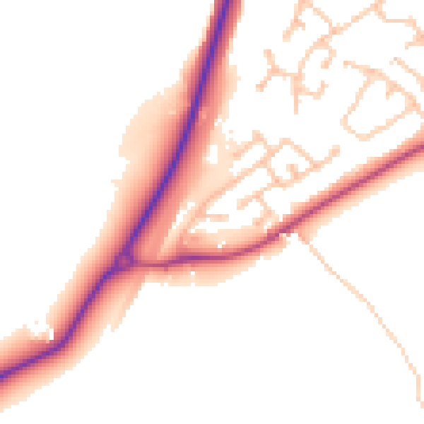 Daytime road noise heatmap for CV22 7XY
