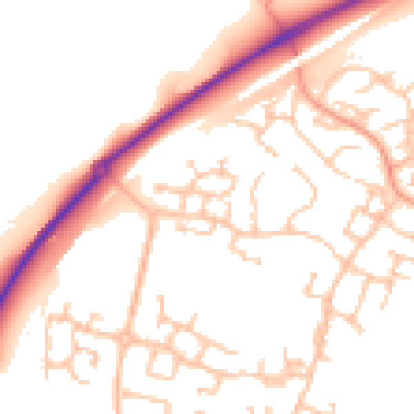 Daytime road noise heatmap for CV22 7YB