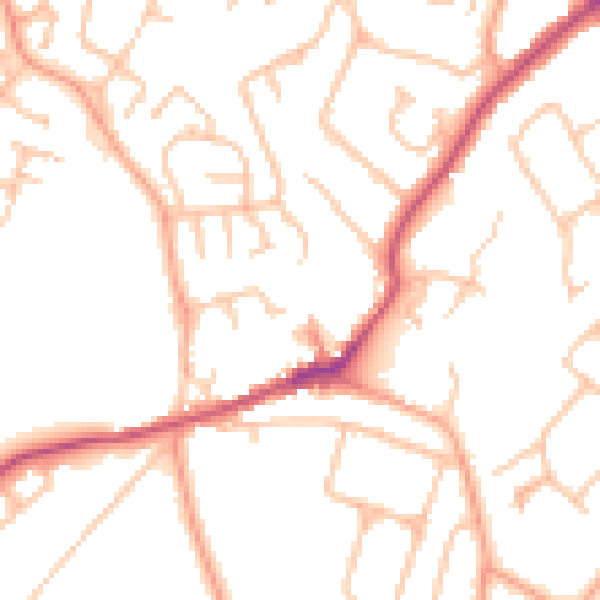 Daytime road noise heatmap for CV22 7YS