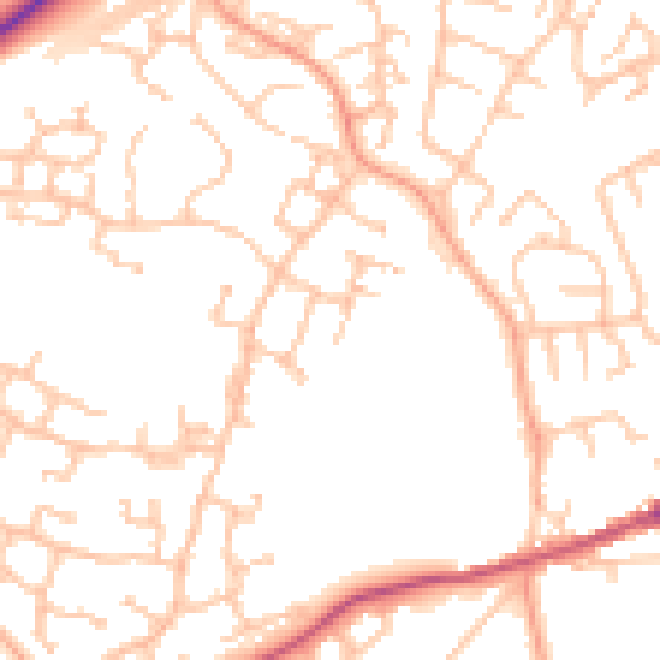 Daytime road noise heatmap for CV22 7ZF