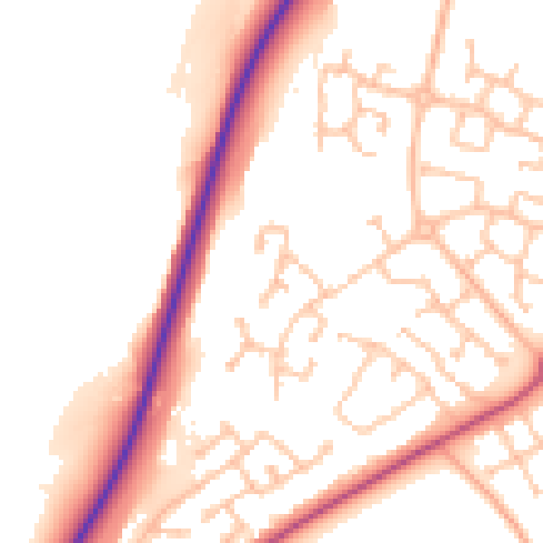 Daytime road noise heatmap for CV22 7ZQ