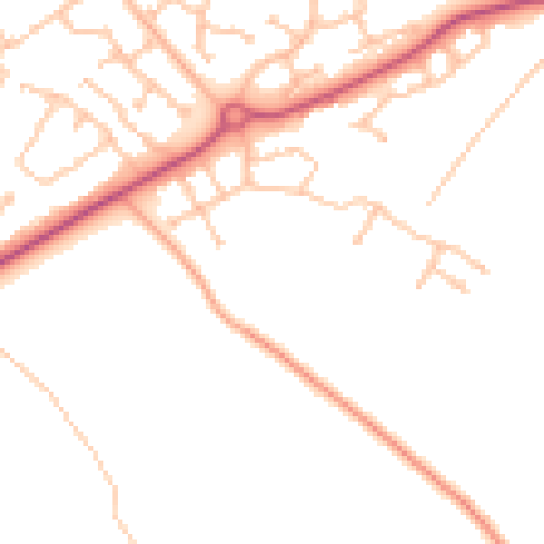 Daytime road noise heatmap for CV22 7ZX