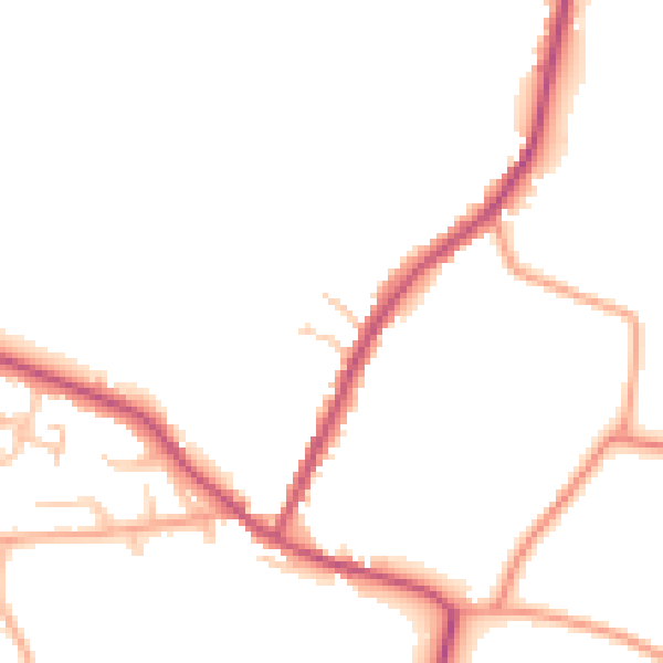 Daytime road noise heatmap for CV23 0LU