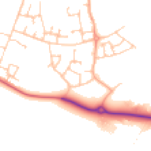 Daytime road noise heatmap for CV23 1AA