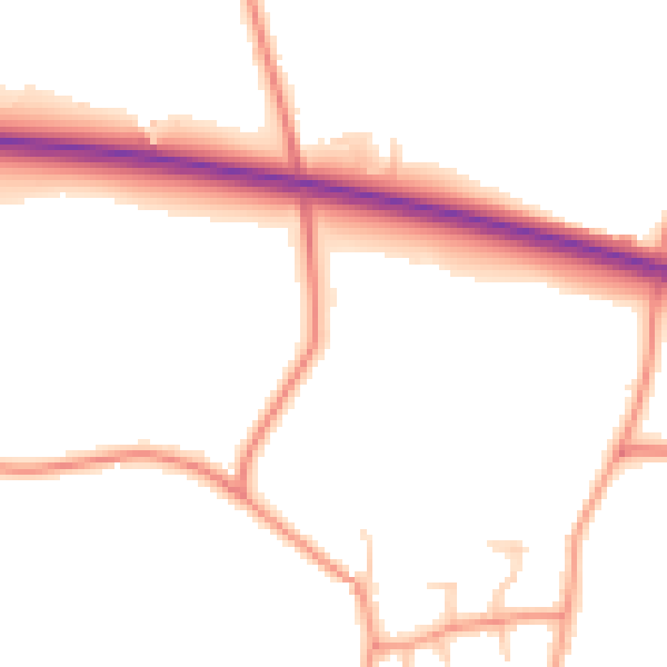 Daytime road noise heatmap for CV23 8TD